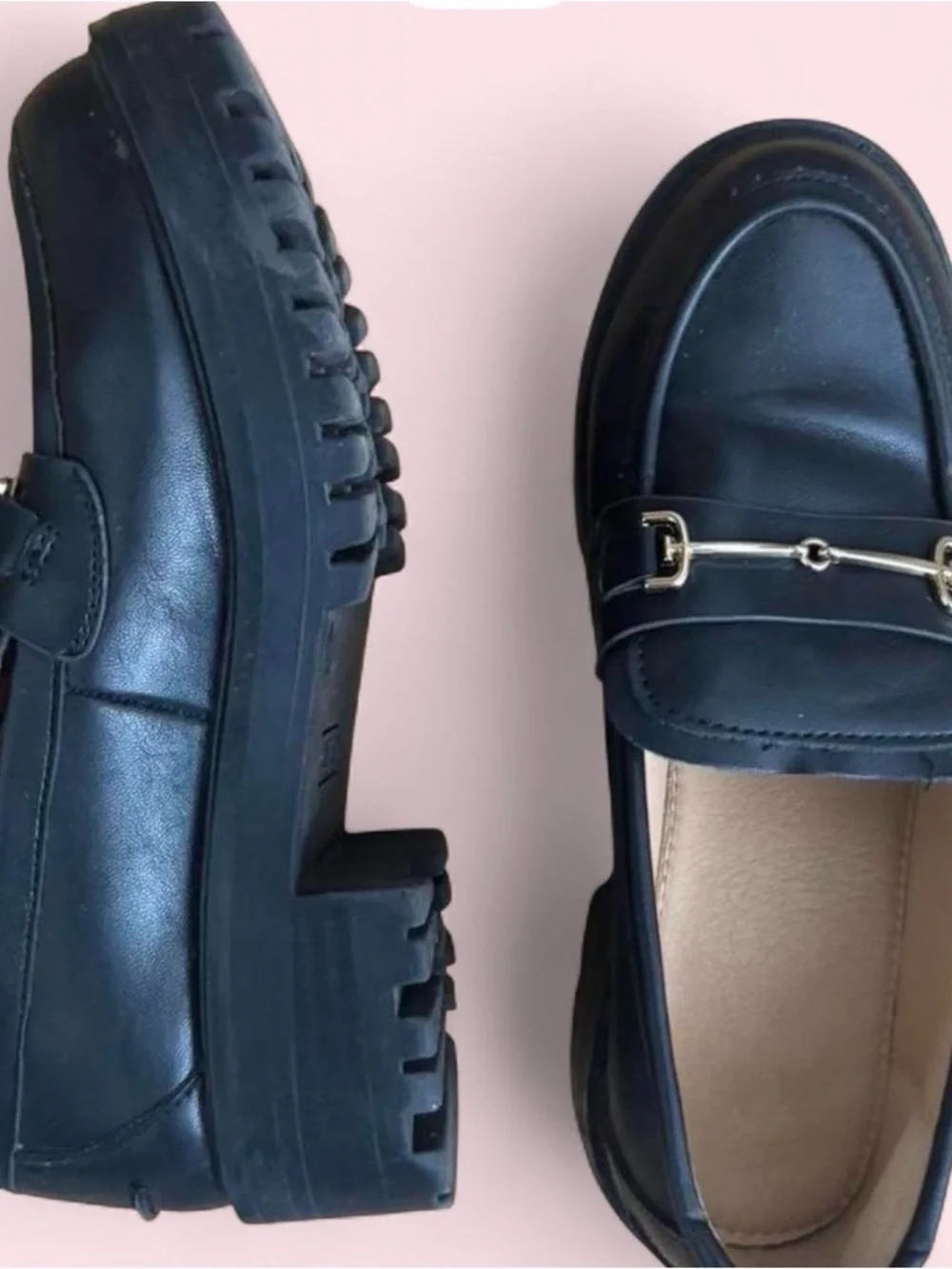 Black Leather Horsebit Loafers